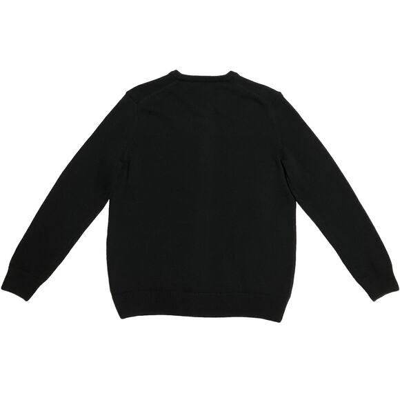 Mens Chaps V-Neck Sweater Tight Knit Long Sleeve 100% Cotton Black Sz Large EUC - Picture 2 of 11